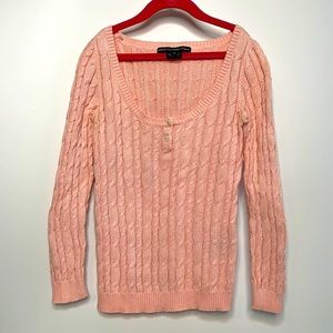 Vintage Ralph Lauren Golf | Pink Boat Neck Cable Sweater | Size XS
